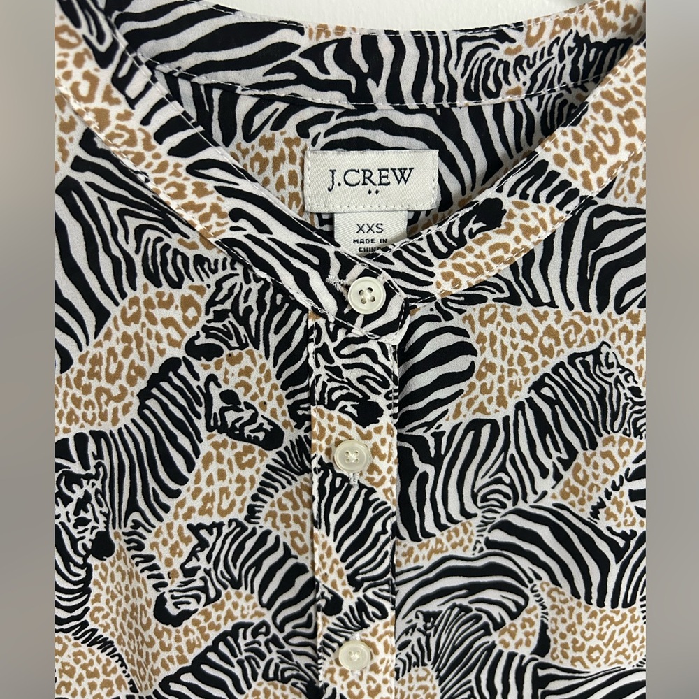 J. Crew Factory Zebra & Leopard Print Blouse